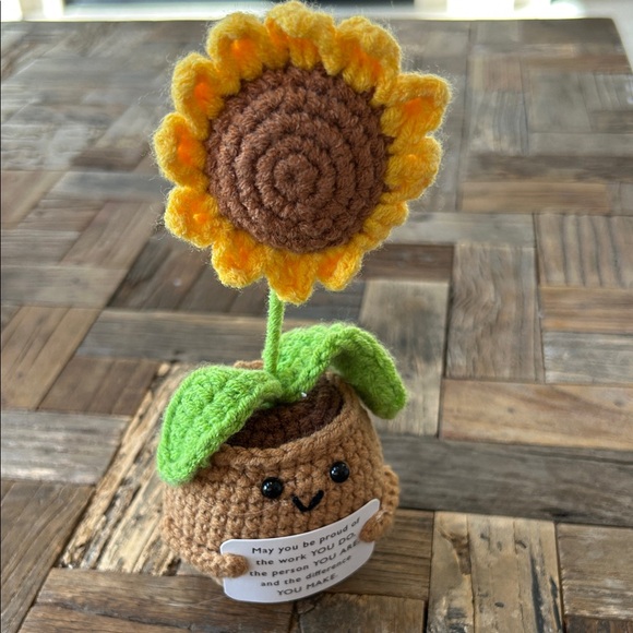 Other - Crochet Sunflower Pot 6 1/2” High